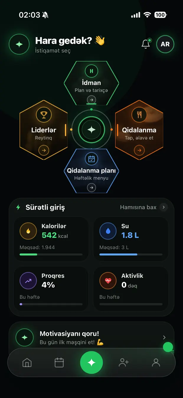 Bütün tətbiq bir ekranda
